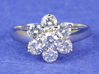 プラチナ花型ダイヤモンドリング 1カラット | ダイヤリング通販