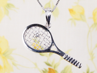 テニスラケット型ダイヤモンドプチネックレス(Pt900 0.05ct)