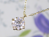 K18YG花型ダイヤモンドプチネックレス0.30ct